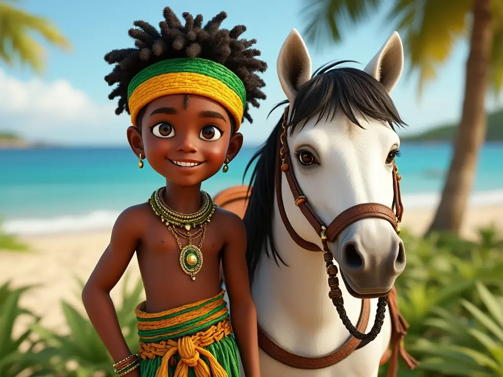 3D character of a boy with a horse