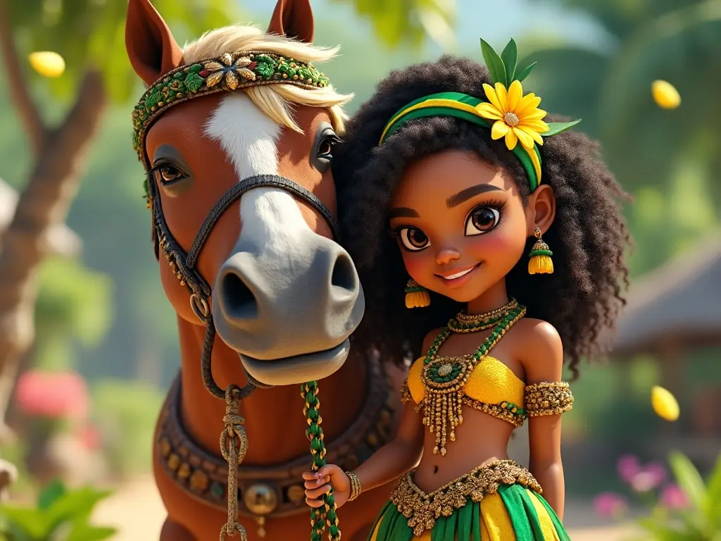 3D character of a girl with a horse