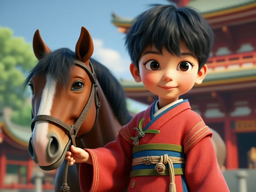 3D character of a boy with a horse