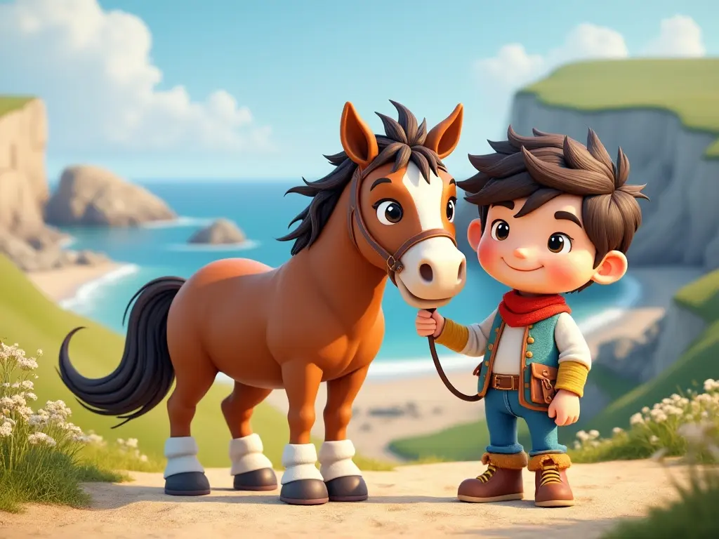 3D character of a boy with a horse