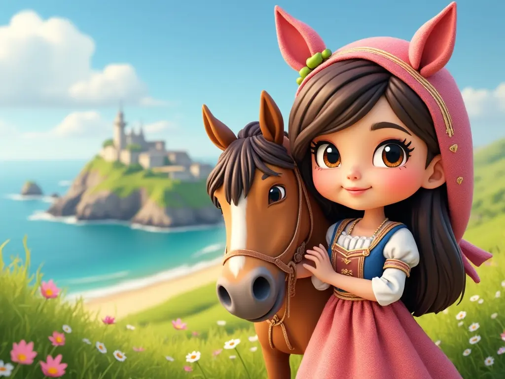 3D character of a girl with a horse