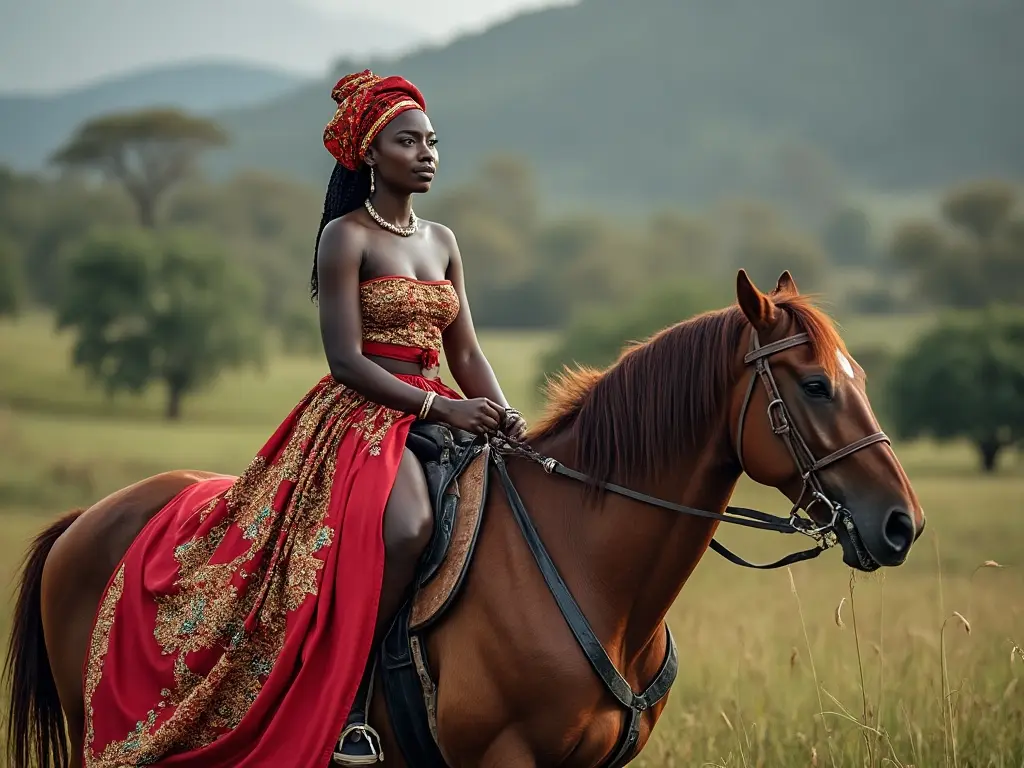 Traditional Kenyan woman with a horse