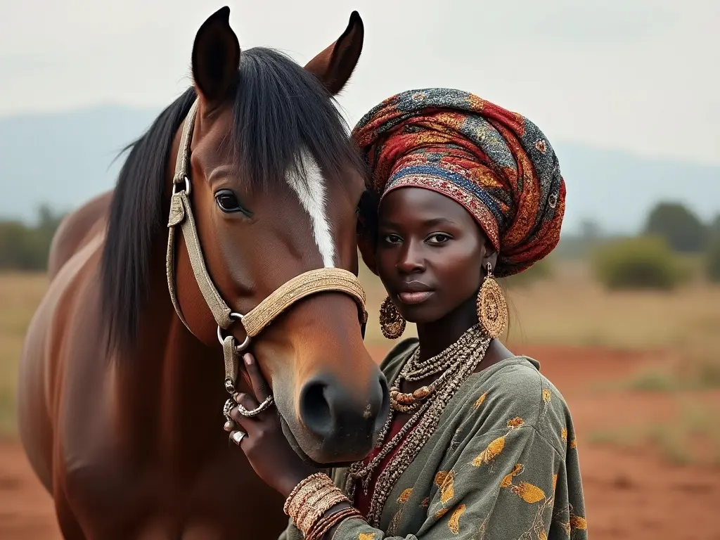 Traditional Kenyan woman with a horse