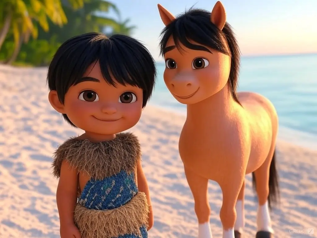 3D character of a boy with a horse