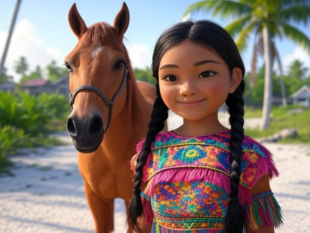 3D character of a girl with a horse