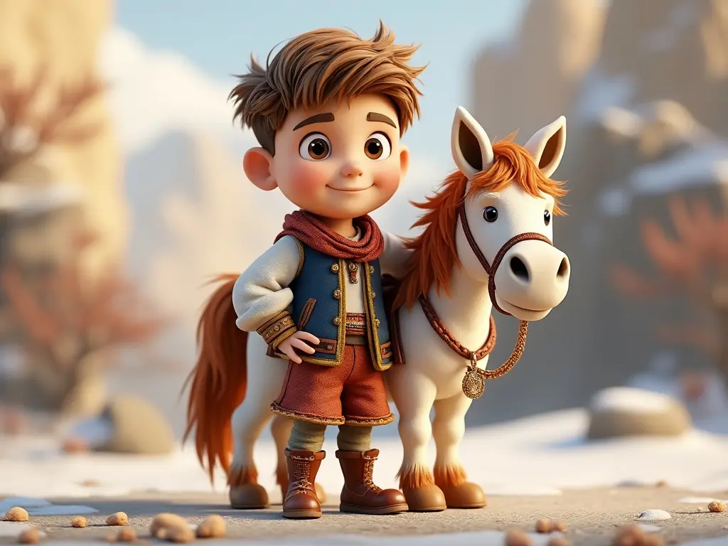 3D character of a boy with a horse