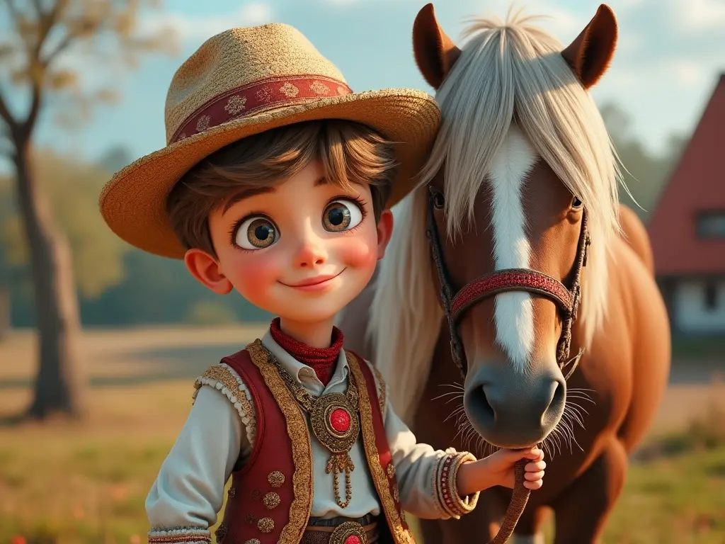 3D character of a boy with a horse