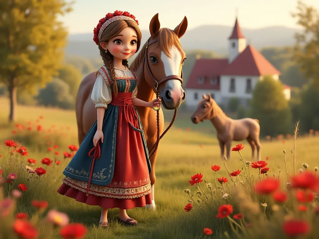 3D character of a girl with a horse