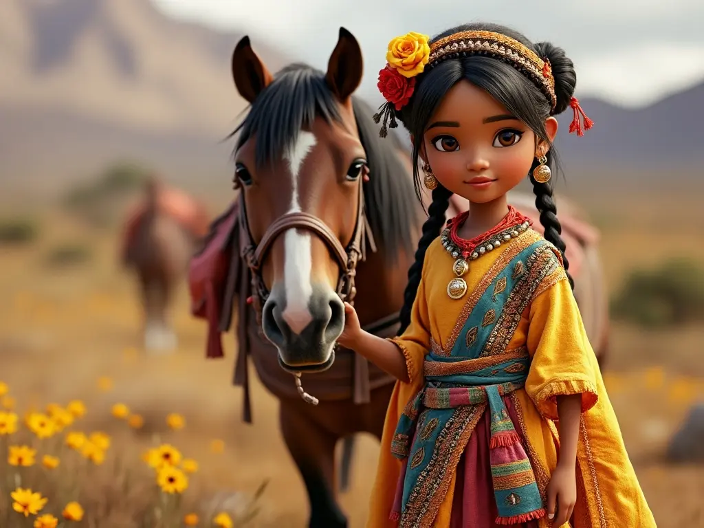 3D character of a girl with a horse