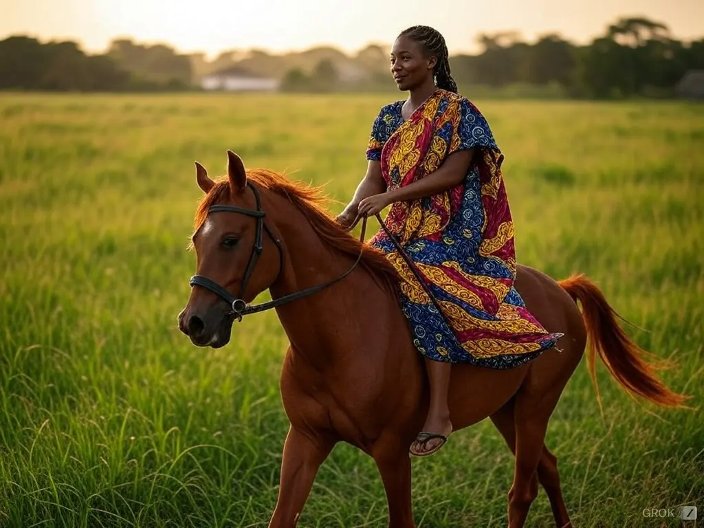 Traditional Liberia woman with a horse