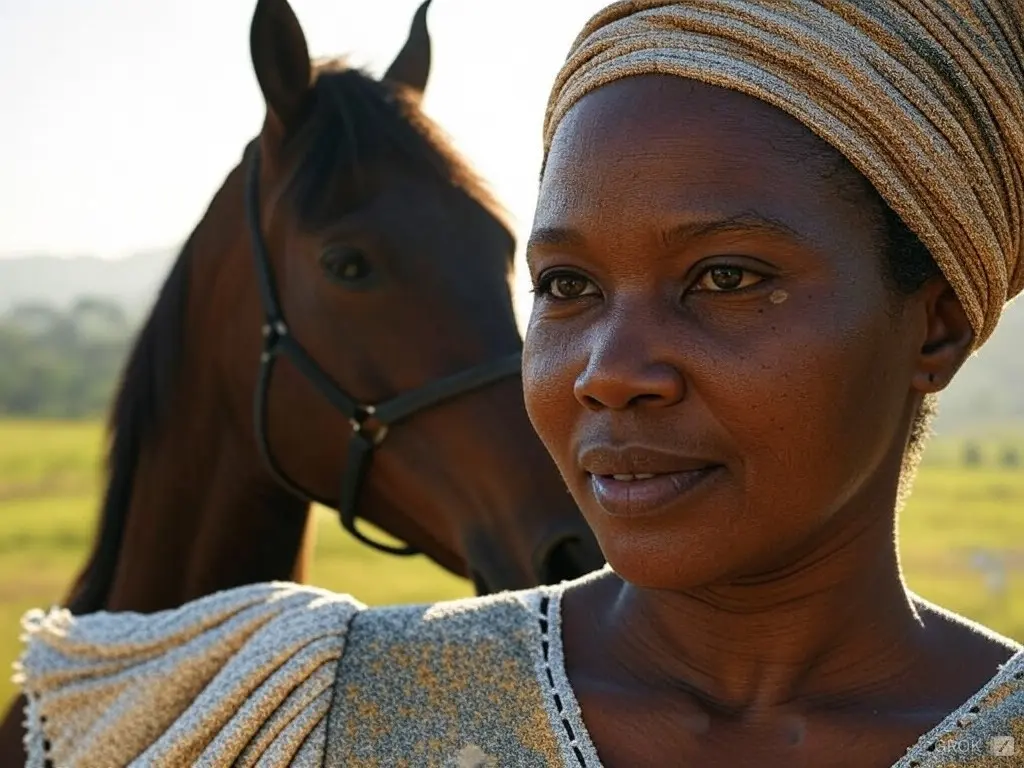 Traditional Liberian woman with a horse