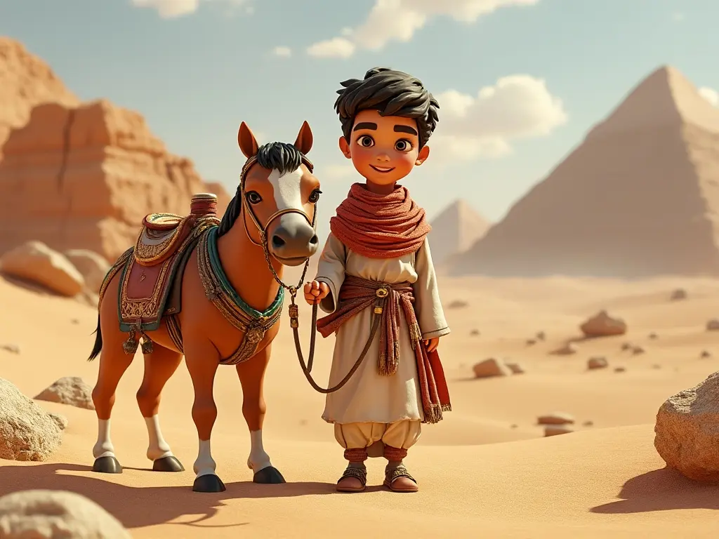 3D character of a boy with a horse