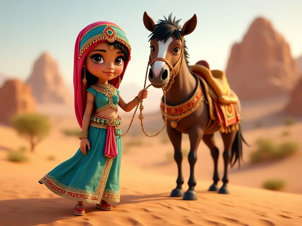 3D character of a girl with a horse