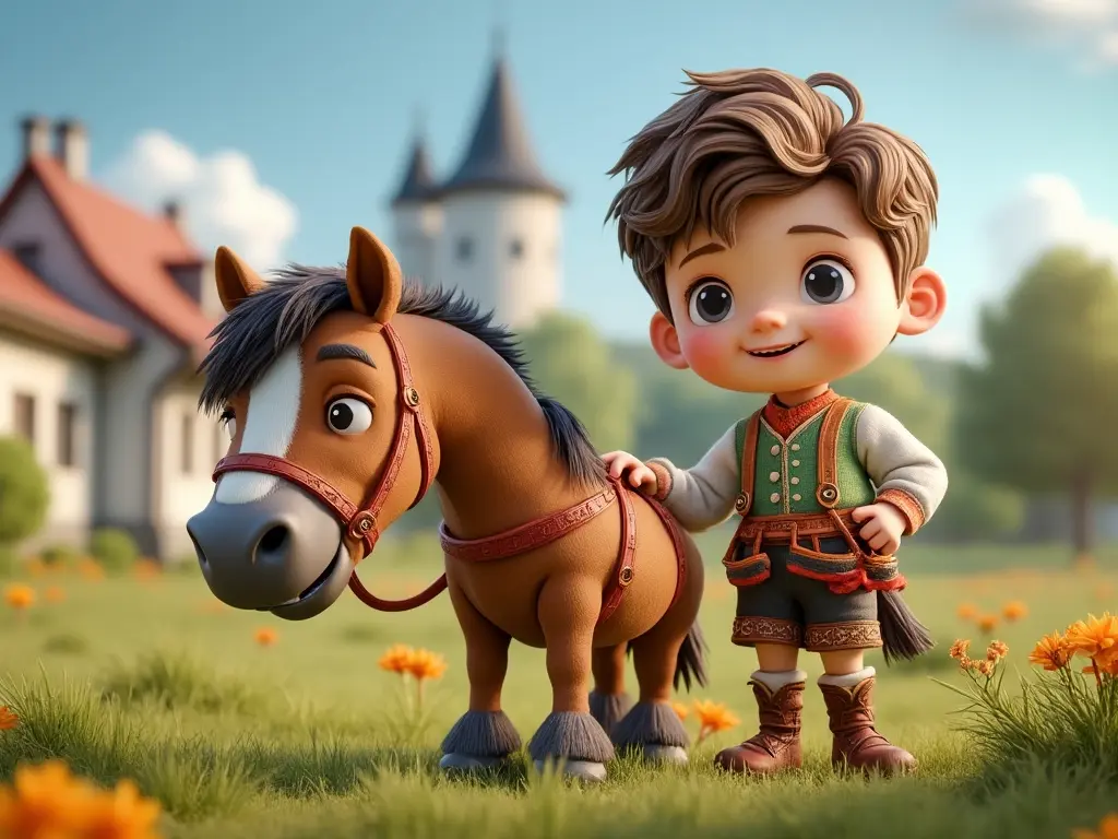 3D character of a boy with a horse