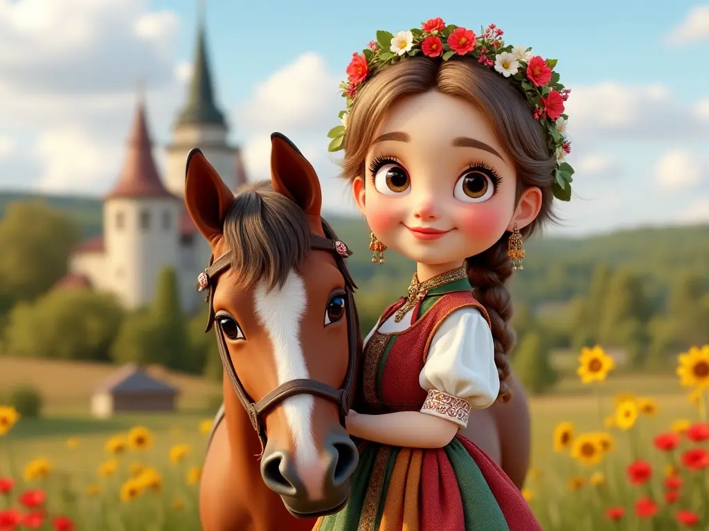 3D character of a girl with a horse