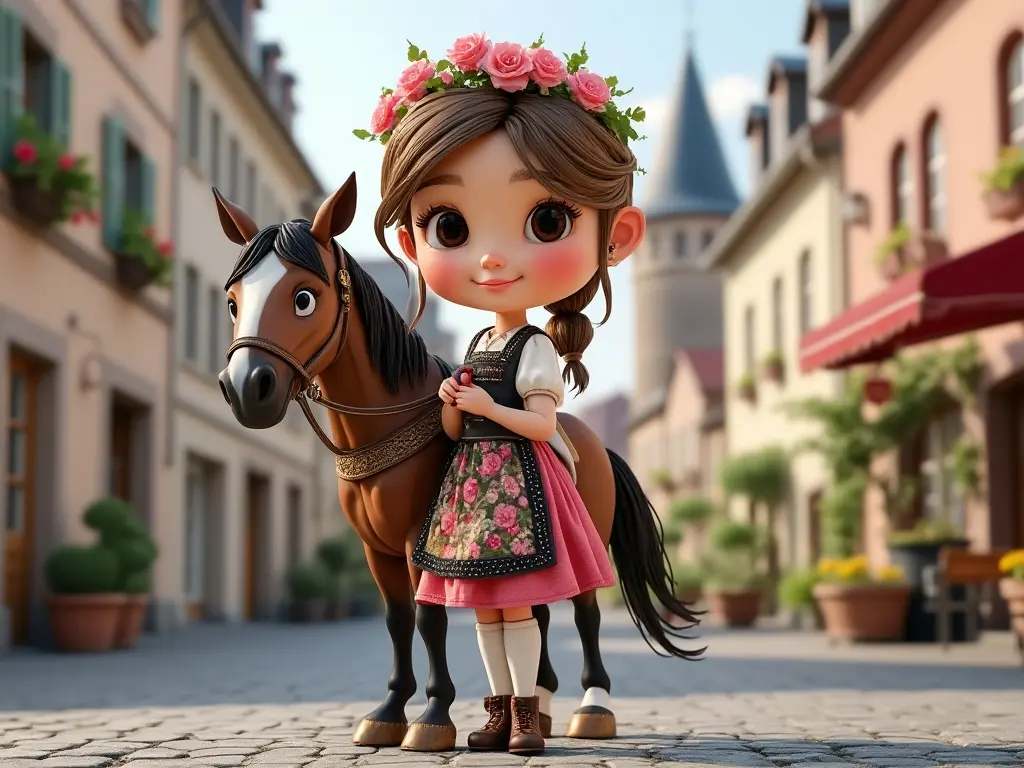 3D character of a girl with a horse