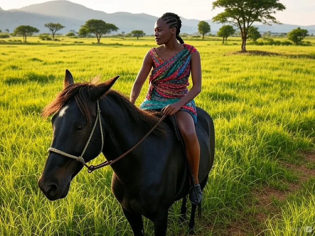 Traditional Malawi woman with a horse