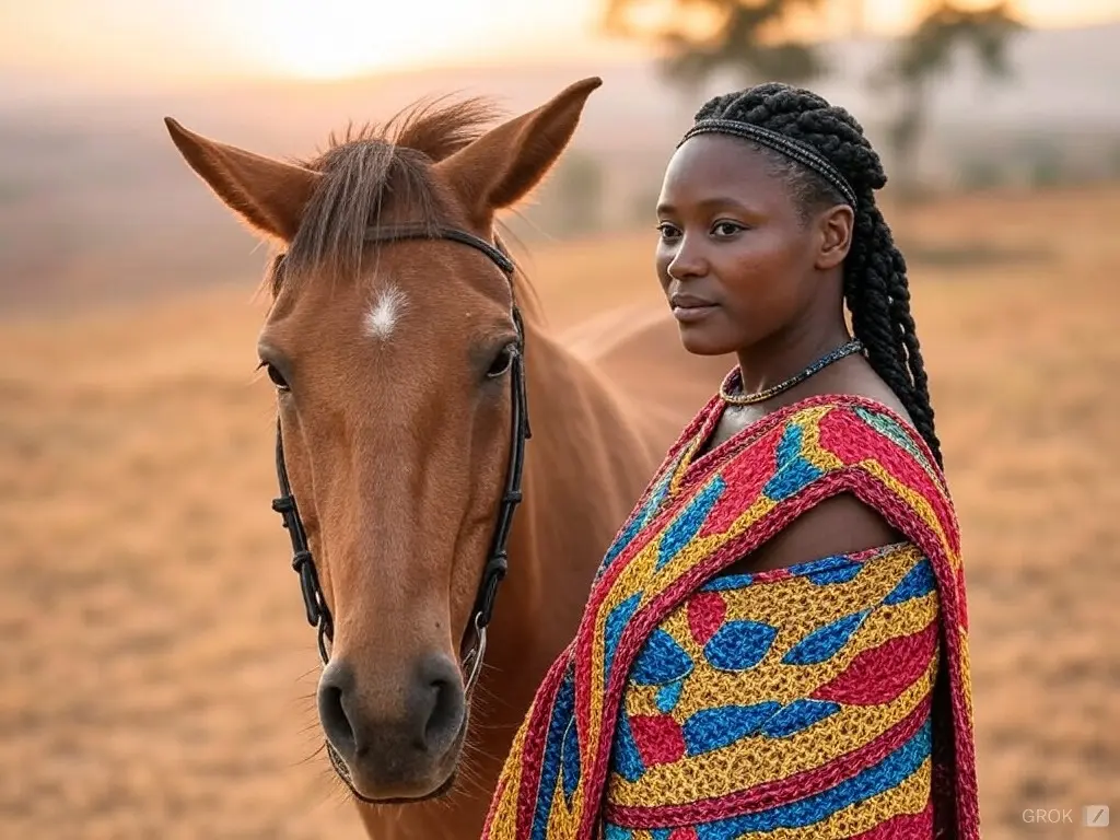 Traditional Malawi woman with a horse