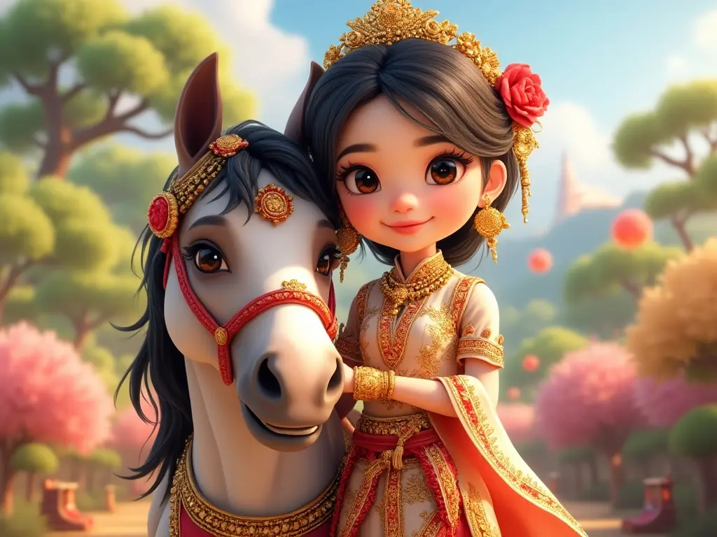 3D character of a girl with a horse