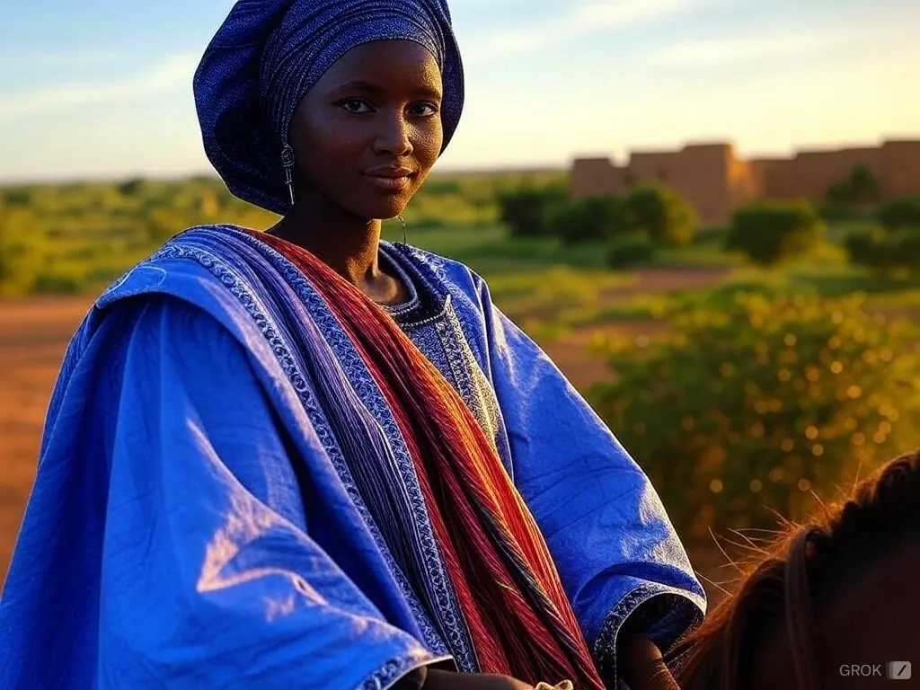 Traditional Mali woman with a horse