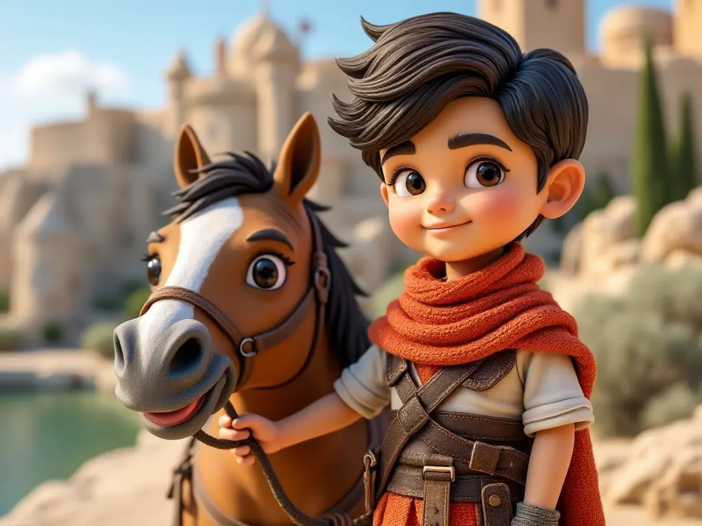 3D character of a boy with a horse