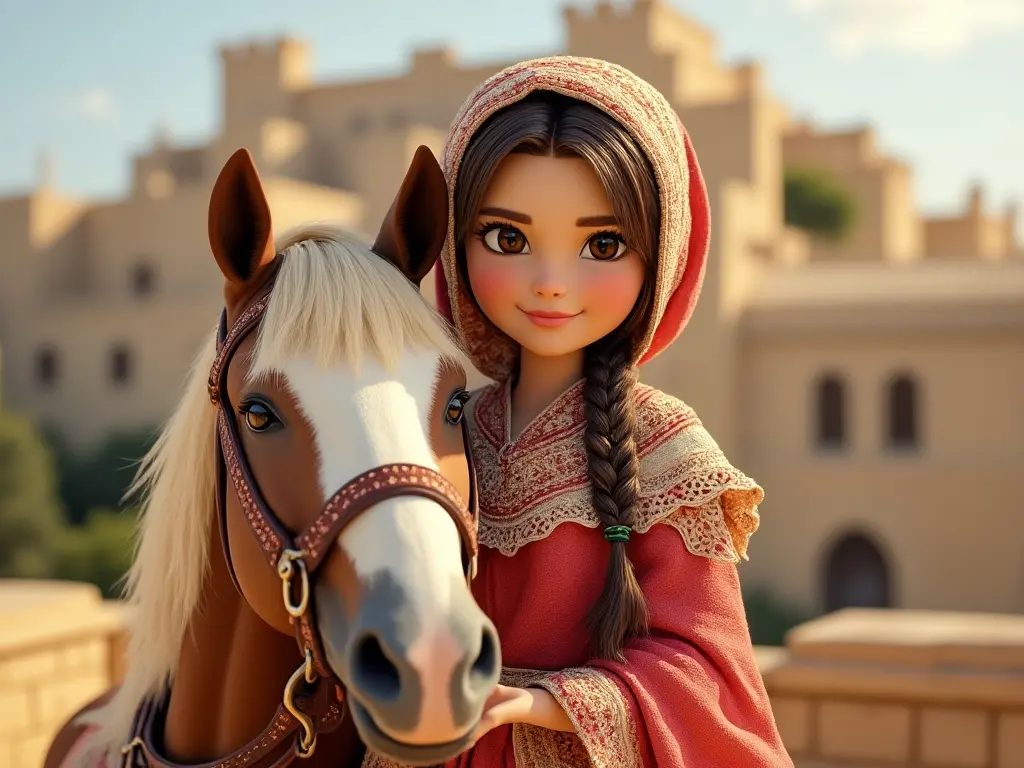 3D character of a girl with a horse