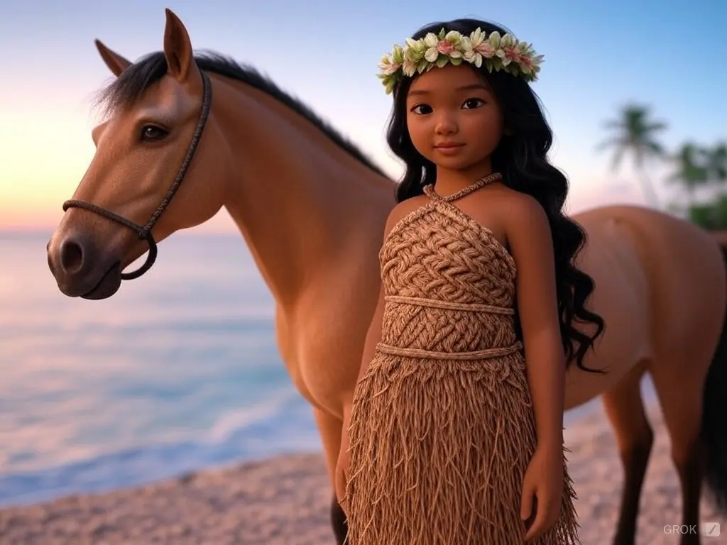 3D character of a girl with a horse