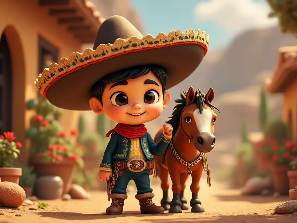 3D character of a boy with a horse