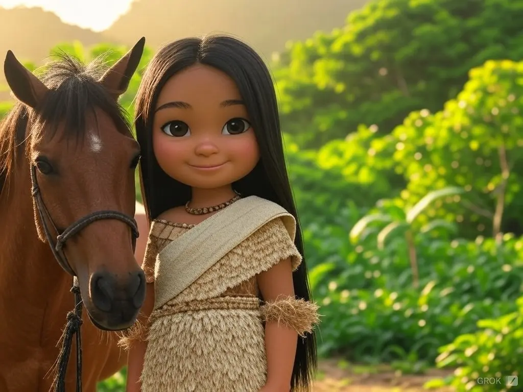 3D character of a girl with a horse