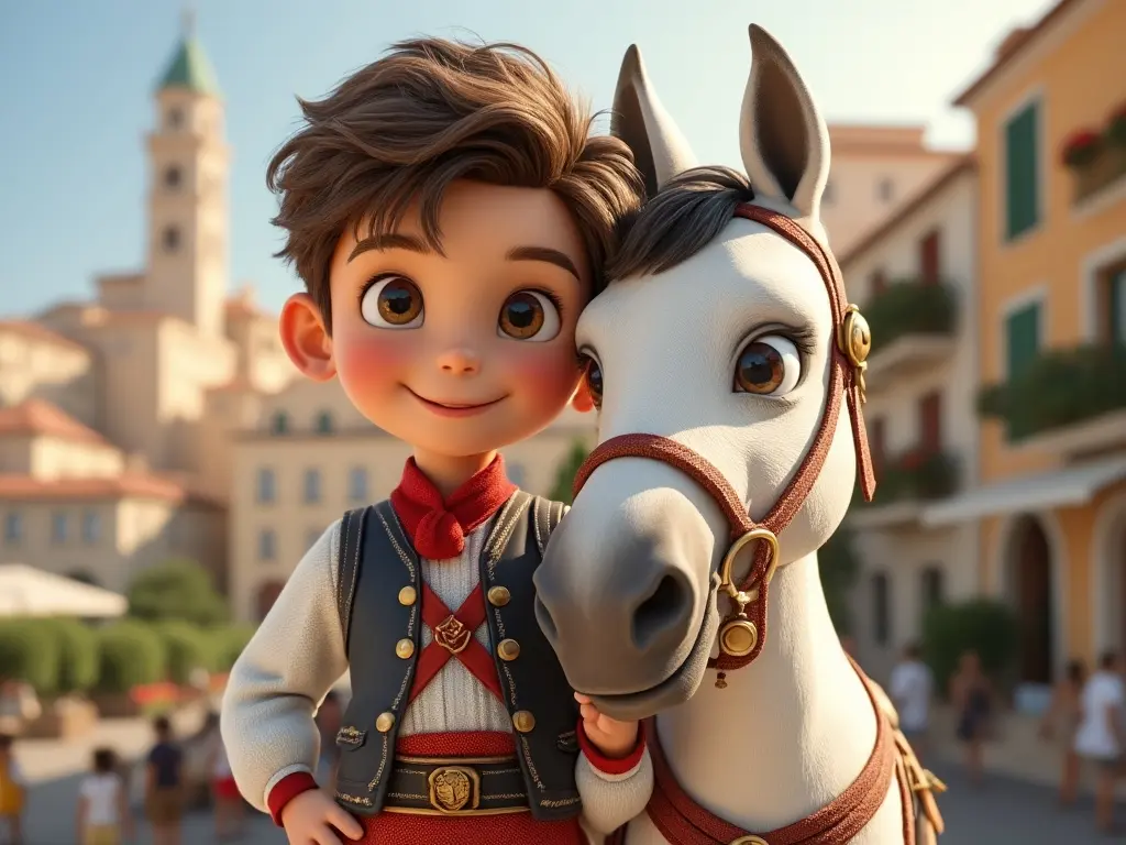 3D character of a boy with a horse