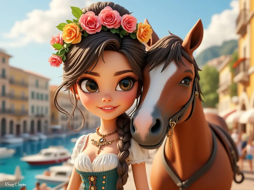 3D character of a girl with a horse