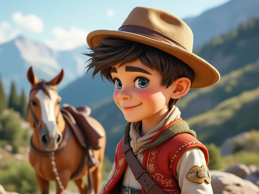 3D character of a boy with a horse