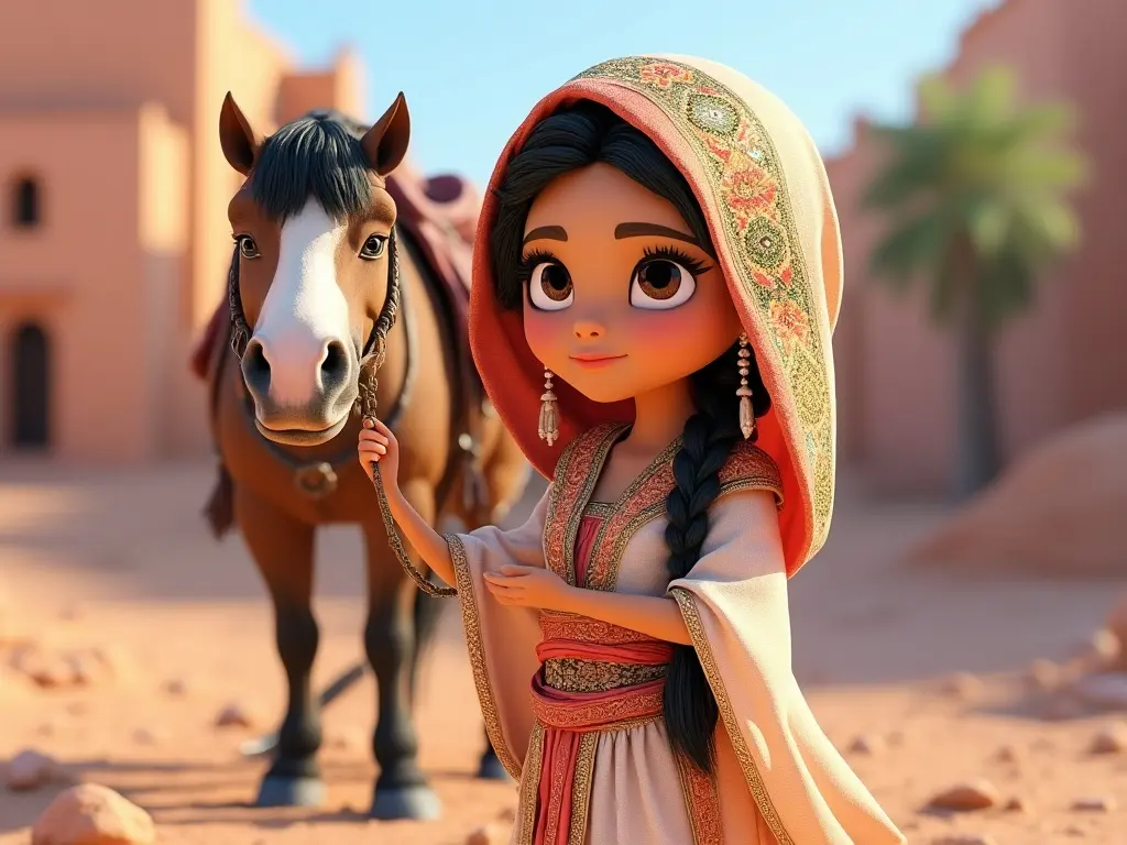 3D character of a girl with a horse