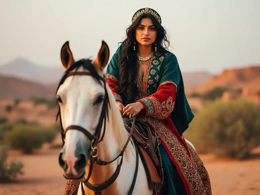 Traditional Moroccan woman with a horse