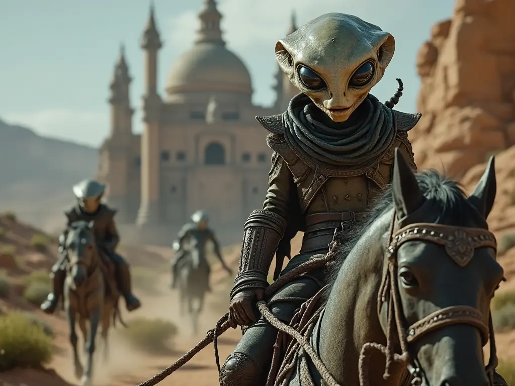 alien on a horse