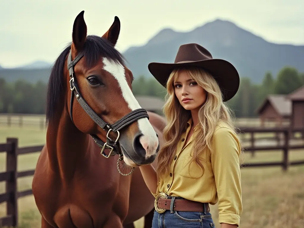 woman with a horse in the 1980s