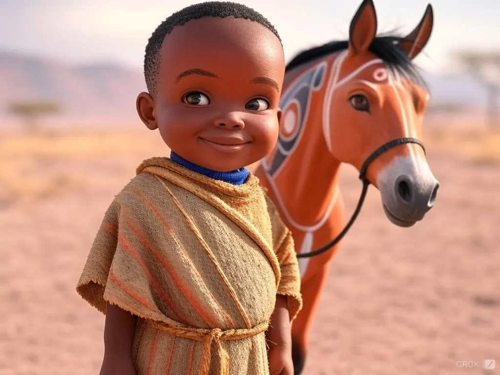 3D character of a boy with a horse