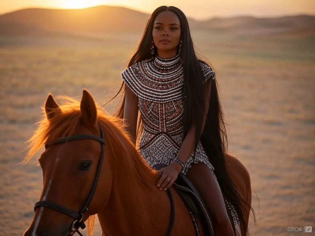 Traditional Namibian woman with a horse