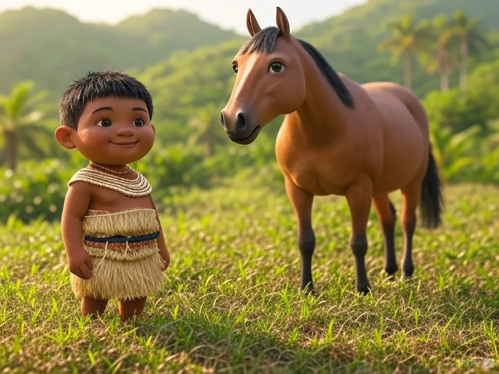 3D character of a boy with a horse