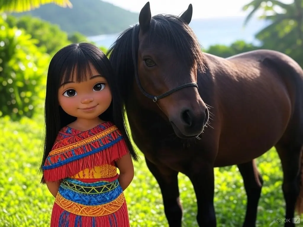 3D character of a girl with a horse
