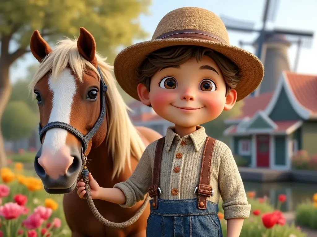 3D character of a boy with a horse