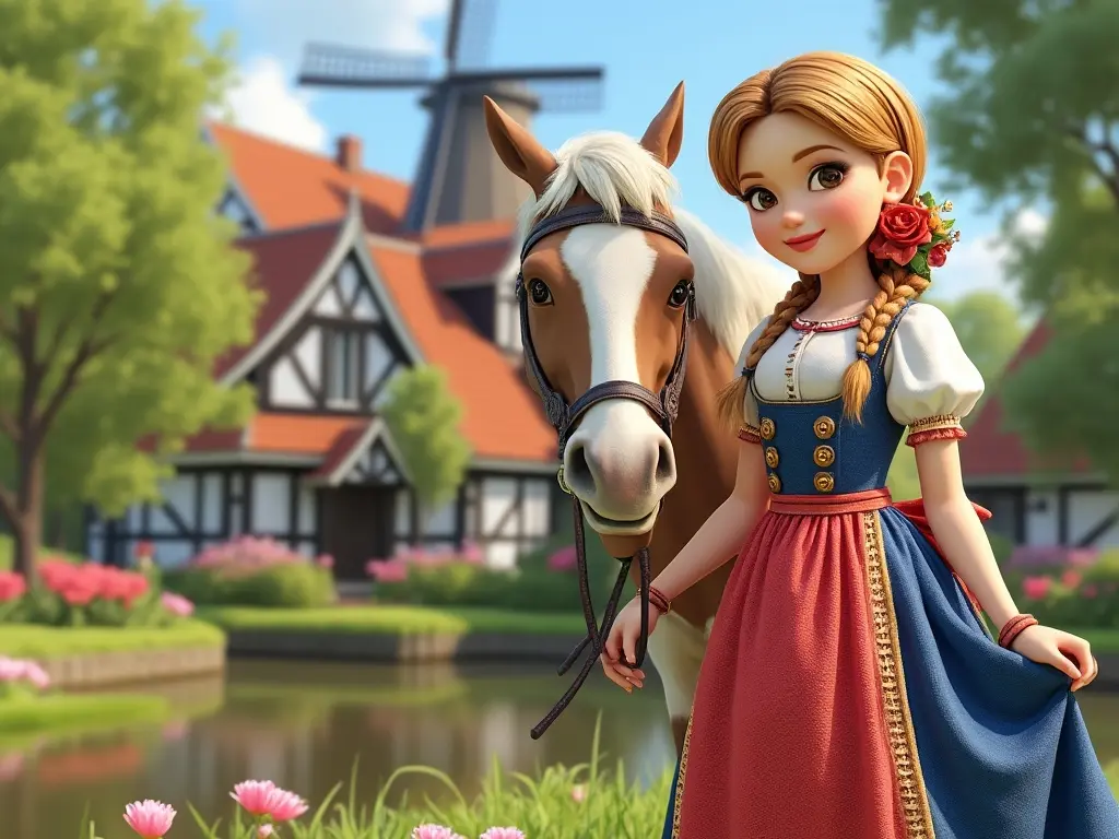 3D character of a girl with a horse