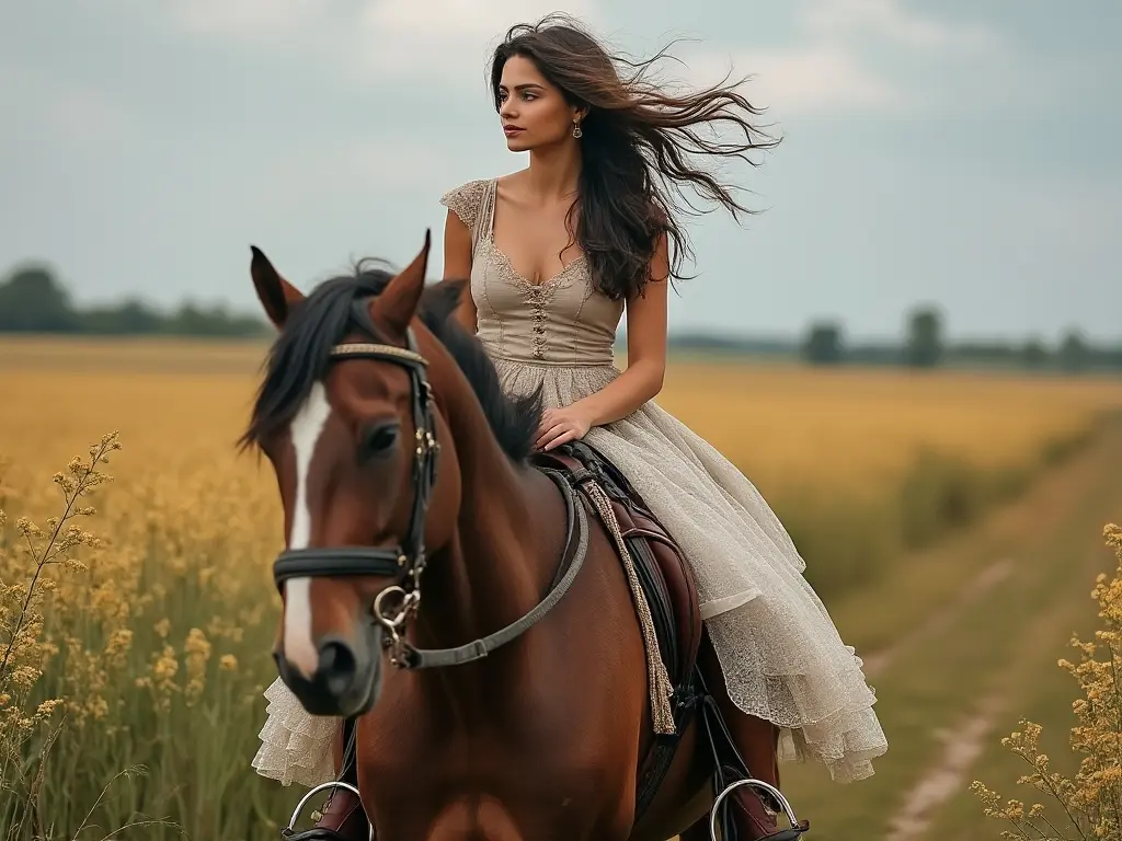 Traditional Dutch woman with a horse