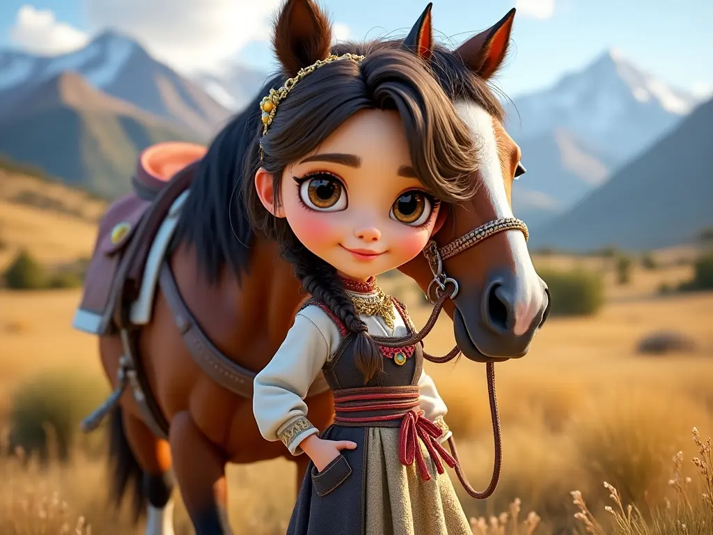 3D character of a girl with a horse