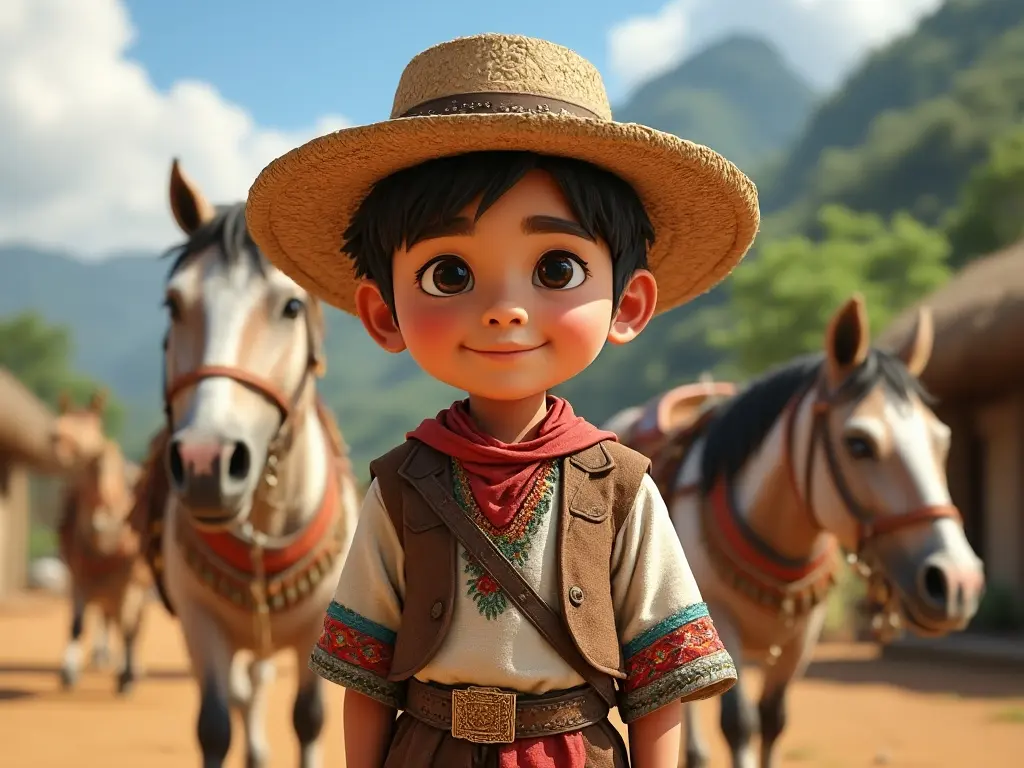 3D character of a boy with a horse