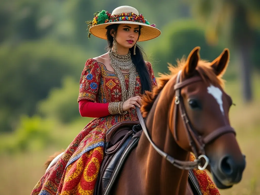 Traditional Nicaragua woman with a horse