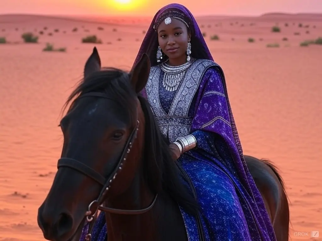 Traditional Niger woman with a horse