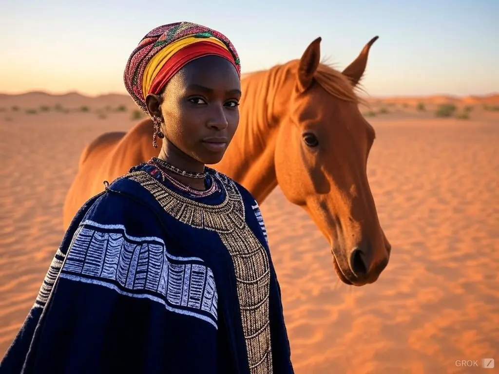 Traditional Niger woman with a horse