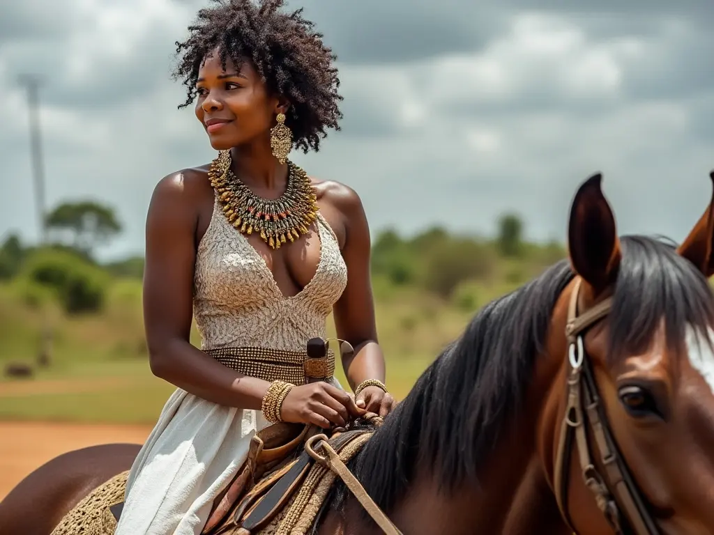 Traditional Nigeria woman with a horse