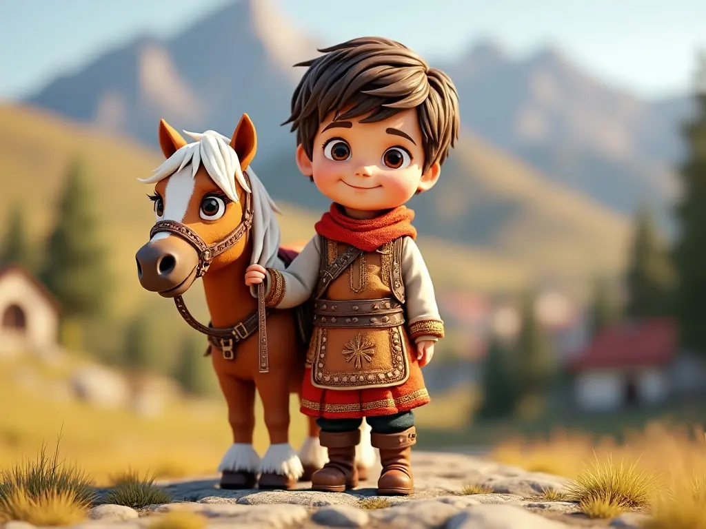 3D character of a boy with a horse